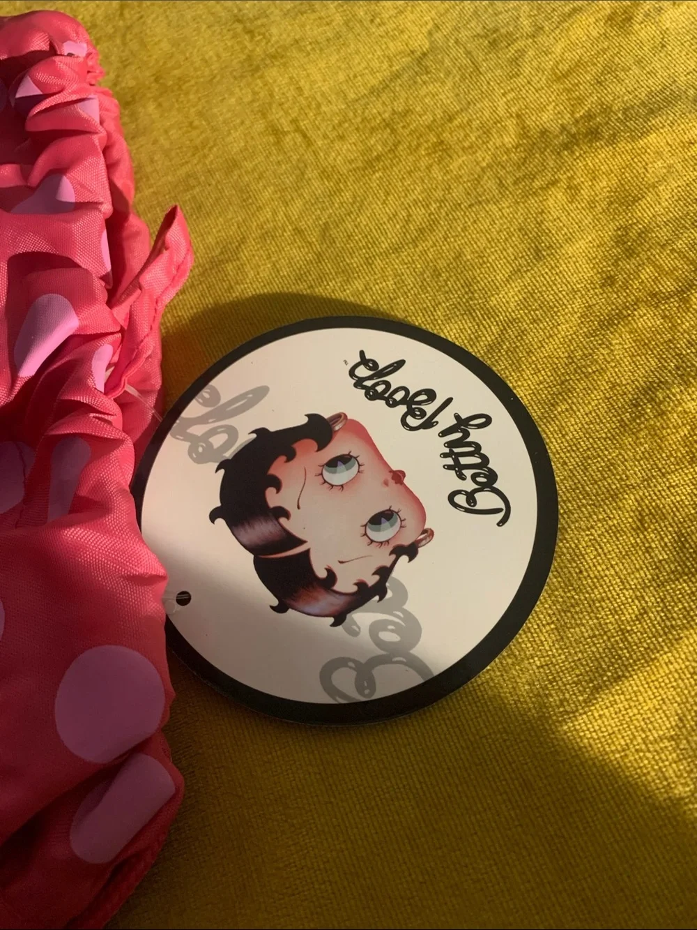 Betty Boop Hot Pink Polka Dot Drawstring Backpack